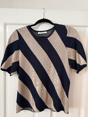 The Fold London Morella Slinky Knit Top Oyster Blue Size S